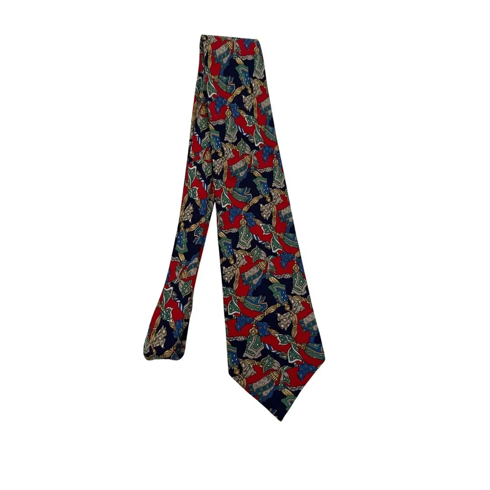Burberrys Silk Tie Men's Blue Red Gold Green‎ Designer Luxury Necktie 62